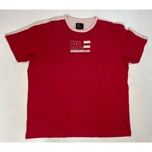 VINTAGE Polo Jeans Company Ralph Lauren Graphic T-shirt Men XL Red Short Sleeve